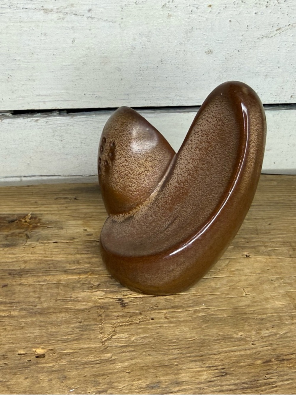 Frankoma Pottery Vintage One-Piece MCM Salt & Pepper Shaker Plainsman Brown